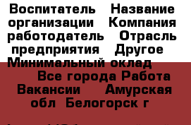 Воспитатель › Название организации ­ Компания-работодатель › Отрасль предприятия ­ Другое › Минимальный оклад ­ 18 000 - Все города Работа » Вакансии   . Амурская обл.,Белогорск г.